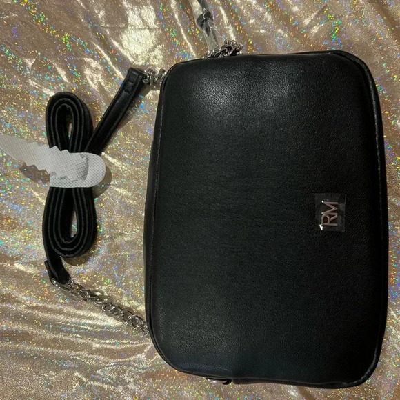 NWT Rebecca Minkoff Diamond Quilt Studded top zip crossbody, black w/silver NWT - Picture 7 of 9